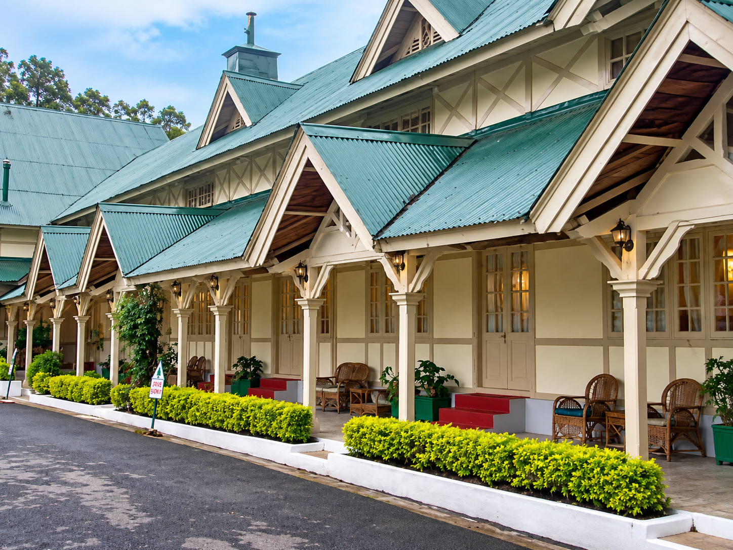 Pinewood Hotel style heritage hotel setting in Shillong